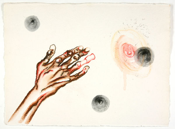 Mithu Sen, On your hand – I place my hand – barely. In our hands – nothing. g, 2009